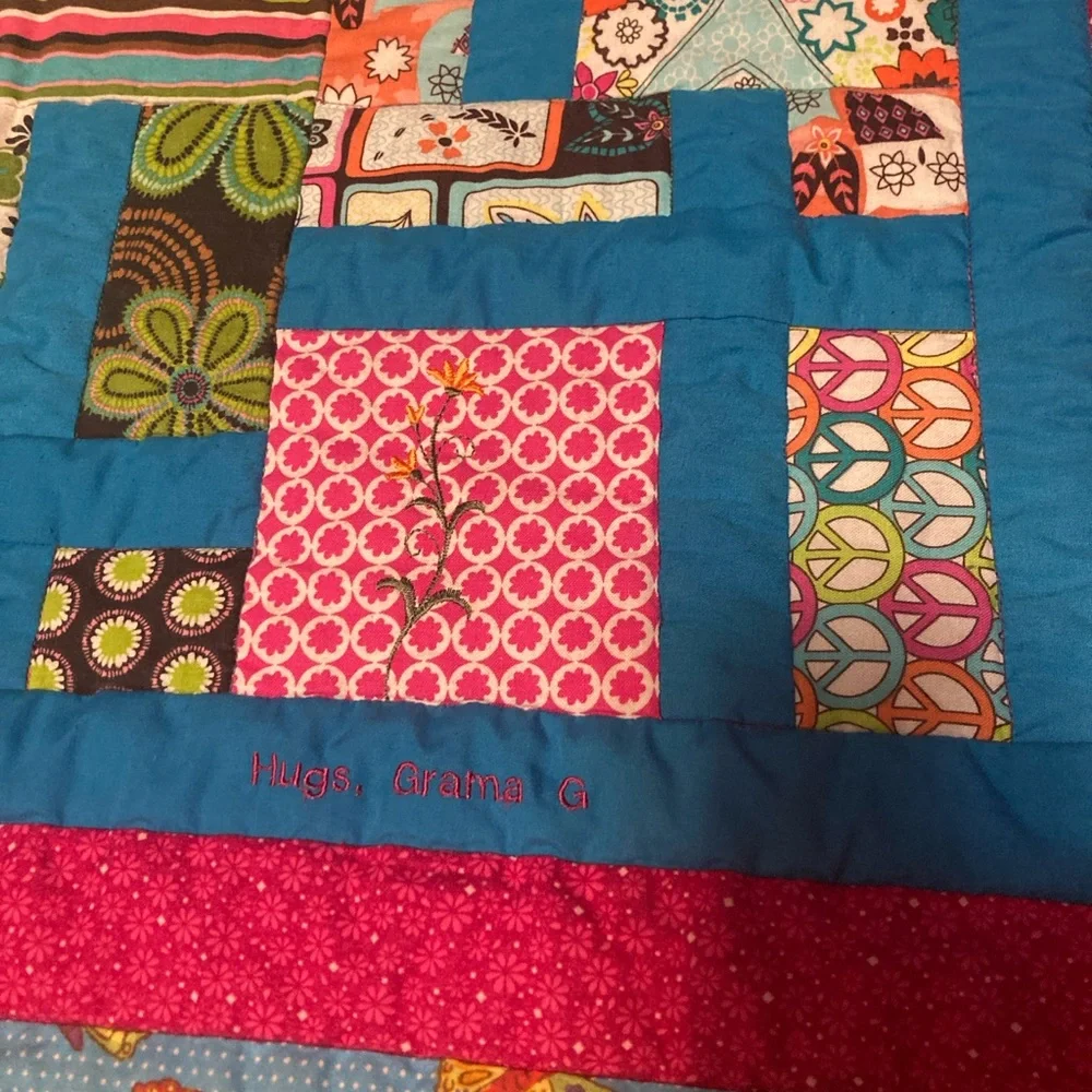 Handmade Quilt Lap Blanket Throw Wall Hanging Quilts For Kids - Picture 3 of 7